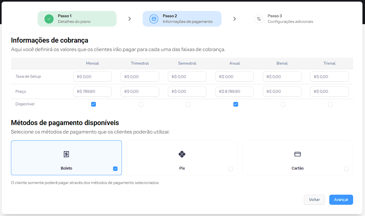 Configuração de Planos iGeriu