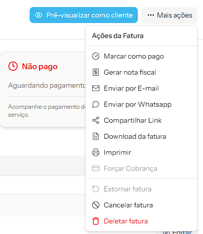 Ações da Fatura iGeriu
